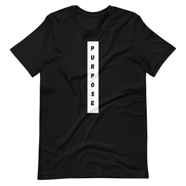 Short-Sleeve "Purpose" vertical - white and black logo  Unisex T-Shirt