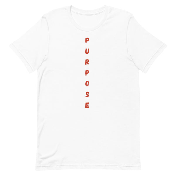 Short-Sleeve "Purpose" with vertical- white and red logo Unisex T-Shirt